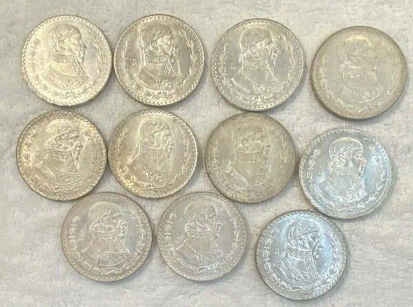 Mexico 1 Peso Morelos 1957-1967 Colección Completa