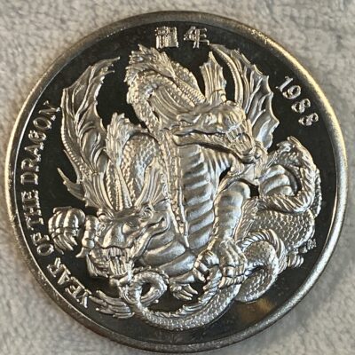 Medalla.China.2/Onzas.1988.Año.Del.Dragón