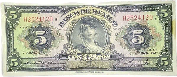 Mexico. 5 pesos. 1943