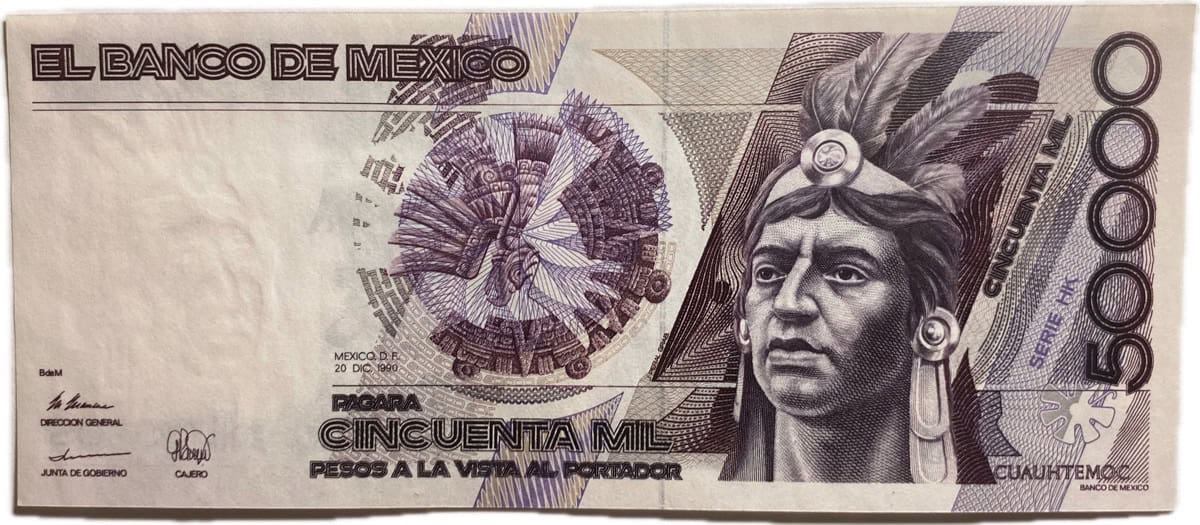 Mexico. 50000 pesos. 1990
