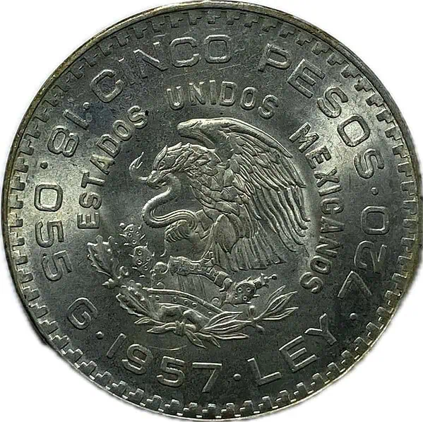 Mexico 5 pesos. 1957 - Image 2