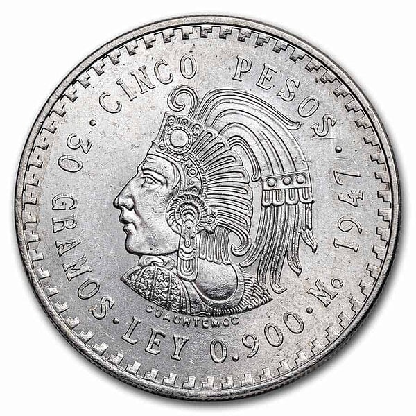 México 5 Pesos Cuauhtemoc 1947 y 1948 - Image 4