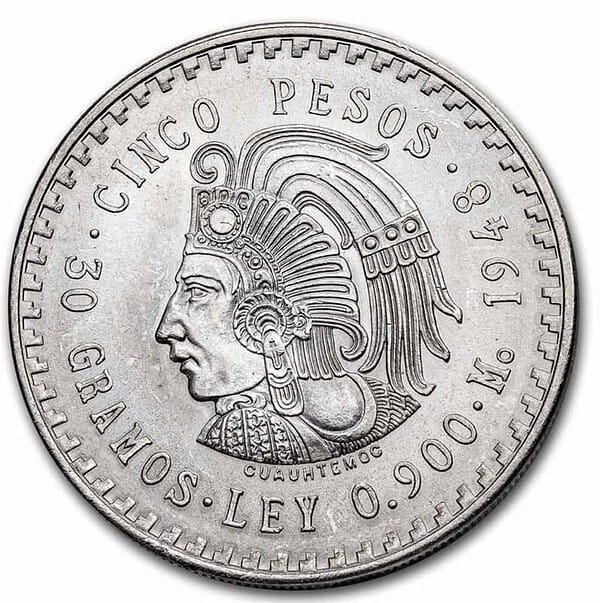 México 5 Pesos Cuauhtemoc 1947 y 1948 - Image 5