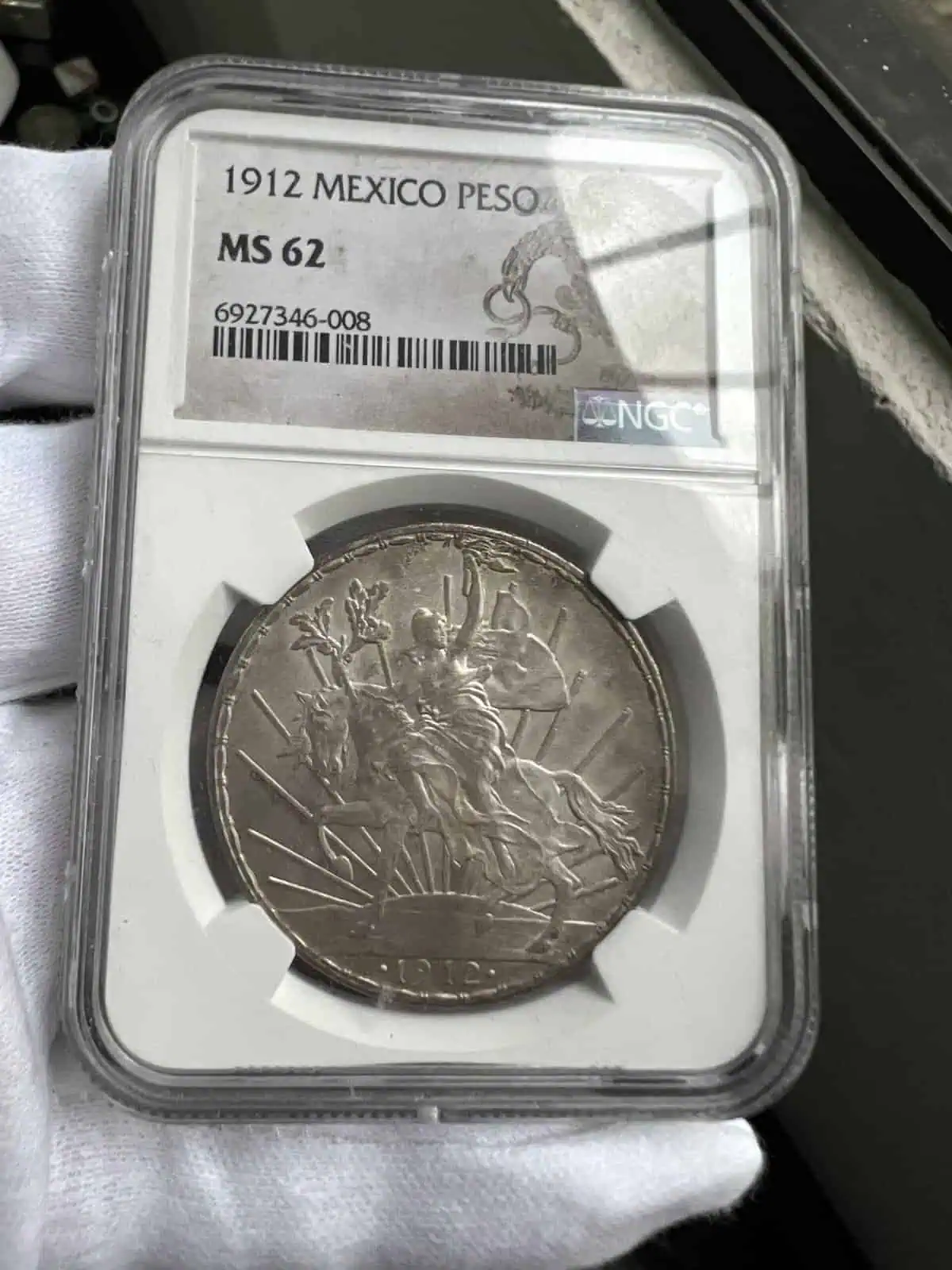 peso caballito 1912 certificado MS62 - Image 2