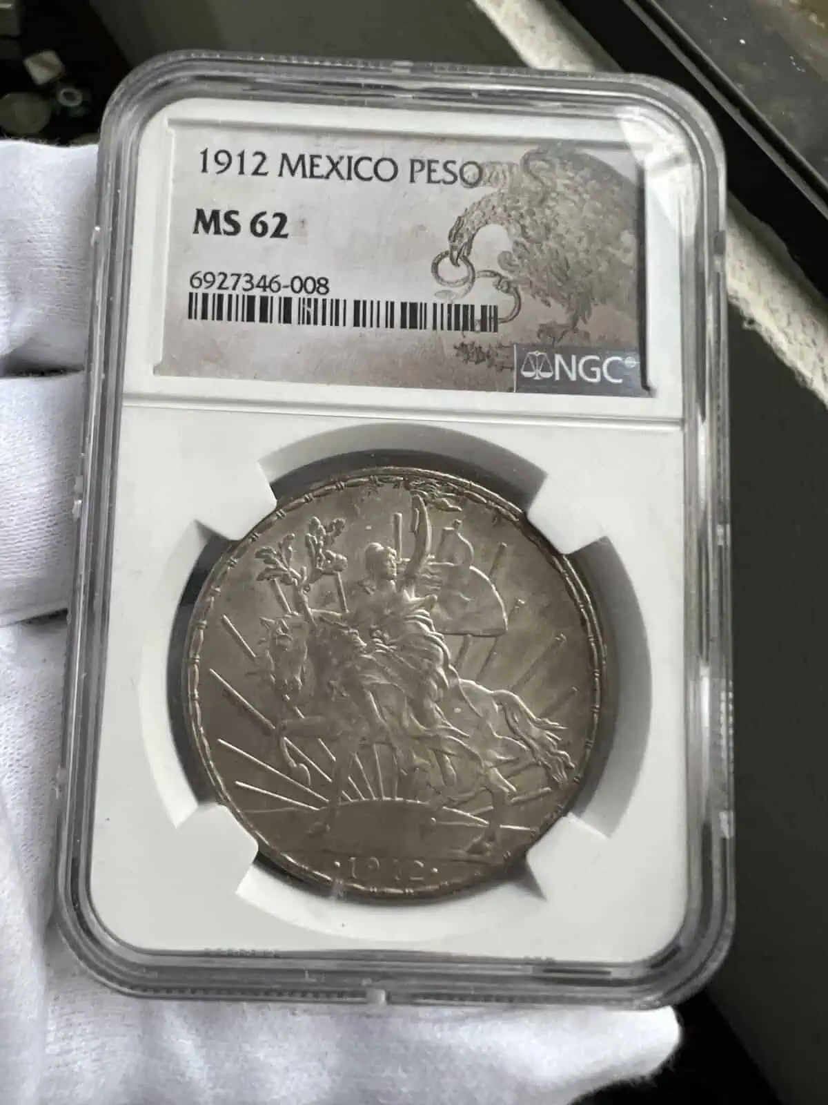 peso caballito 1912 certificado MS62 - Image 3
