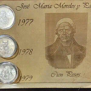 Set de 3 Monedas de 100 pesos de Morelos 1977 -1978 -1979
