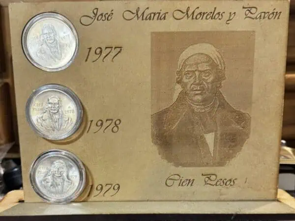 Set de 3 Monedas de 100 pesos de Morelos 1977 -1978 -1979