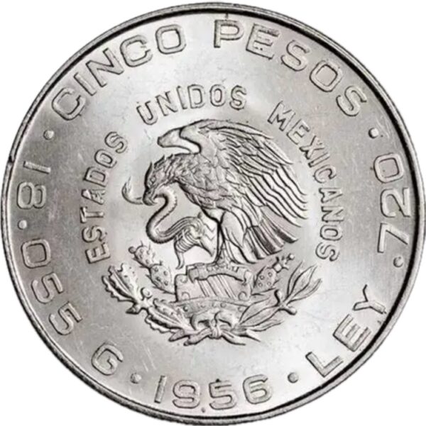 México 5 pesos 1956 Hidalgo - Image 2