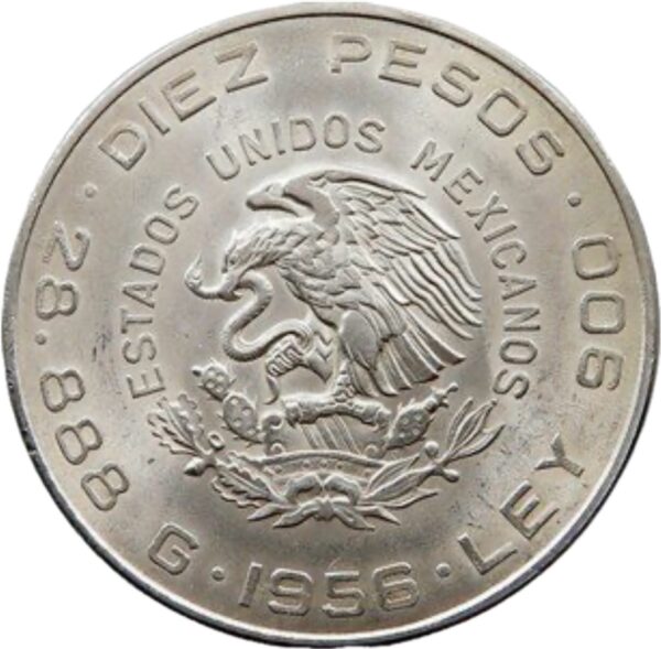 México 10 Pesos 1956 Hidalgo - Image 2