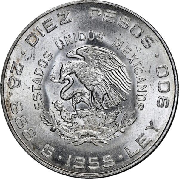 México 10 Pesos 1955 Hidalgo - Image 2