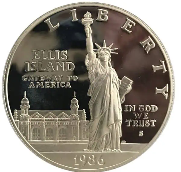 USA Ellis Island 1 Silver Dollar 1986