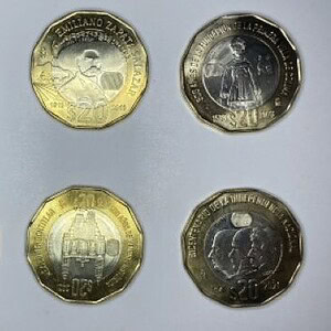 Mexico. Conjunto de monedas de $20 dodecagonales.