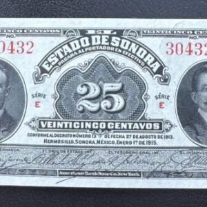 Hermosillo Sonora 25 Centavos 1915