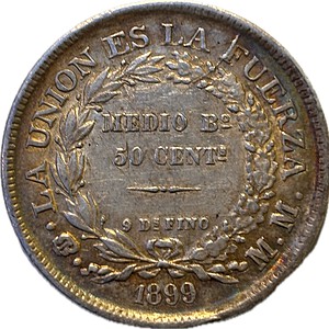 Bolivia.1/2 Boliviano.1899