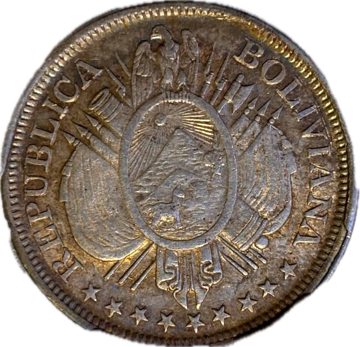 Bolivia.1/2 Boliviano.1899 - Imagen 2